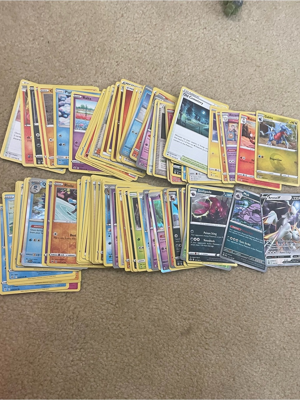 Pokemon Card Lot - Yellow Border with Multicolor Cards 100 ct